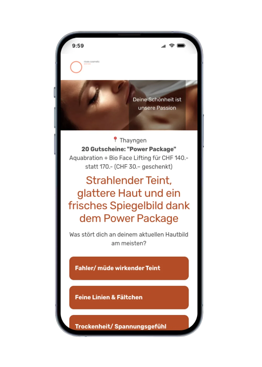 Mobile Landingpage der Kampagne